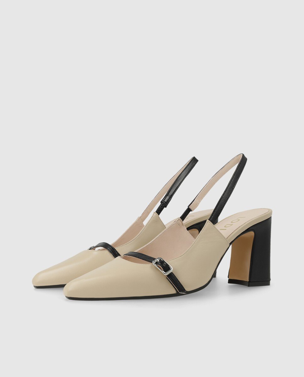 Zapatos de salón destalonados de mujer en piel - Lodi - Beige Beige-3