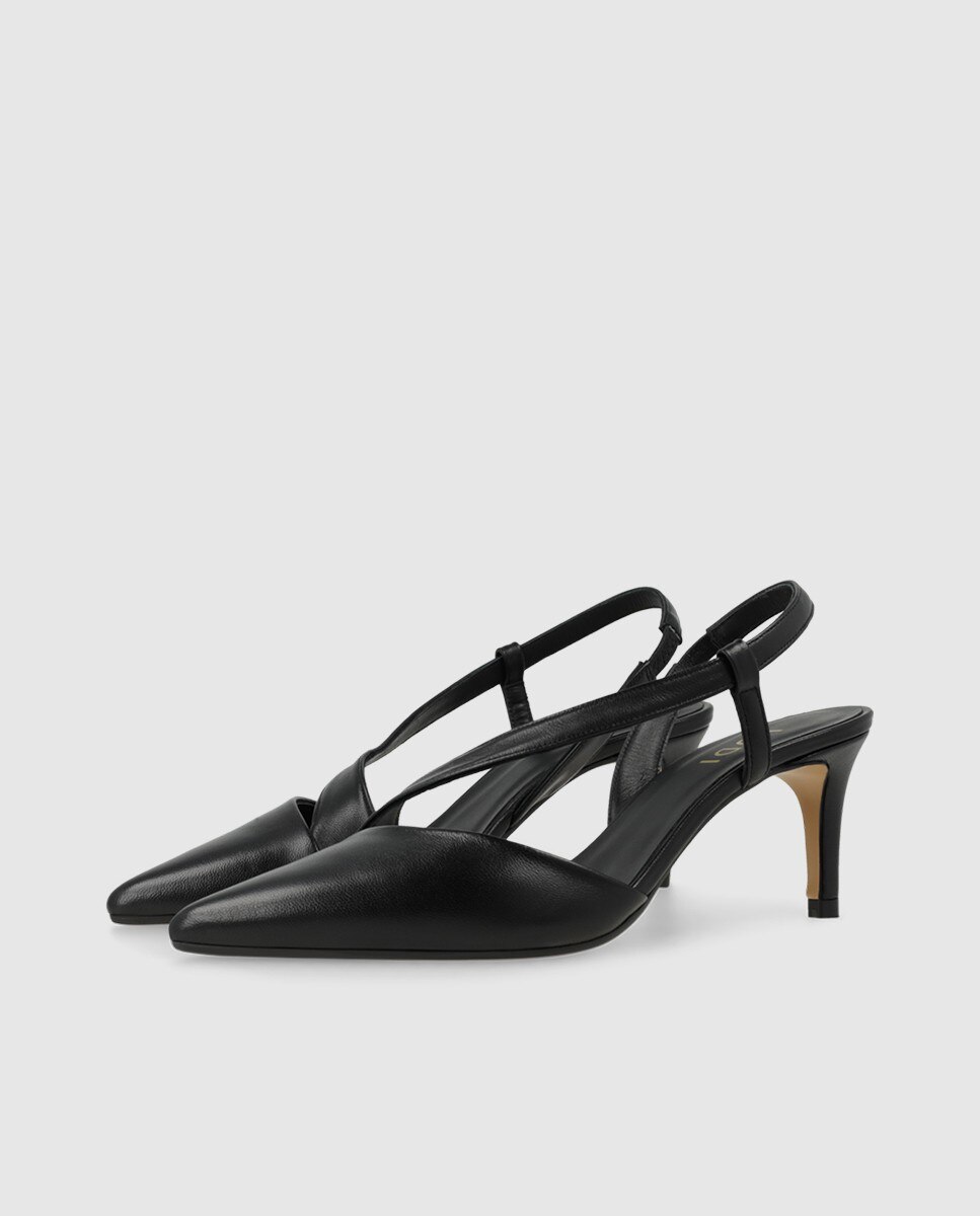 Zapatos de salón destalonados de mujer en piel con tacón - Lodi - Negro Negro-3