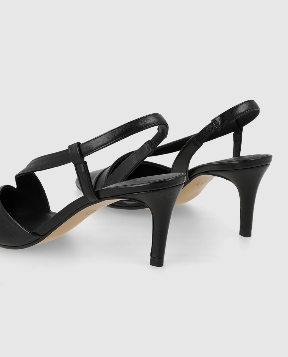 Zapatos de salón destalonados de mujer en piel con tacón - Lodi - Negro Negro-2