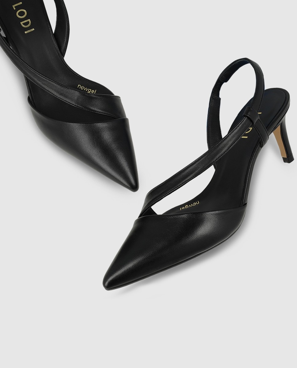 Zapatos de salón destalonados de mujer en piel con tacón - Lodi - Negro Negro-4