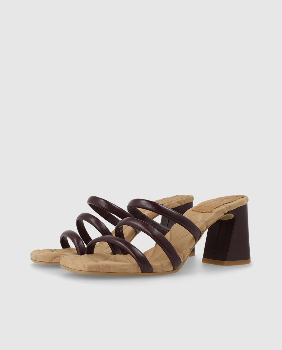Sandalias de mujer en piel con tiras - Lodi - Burdeos Burdeos-3