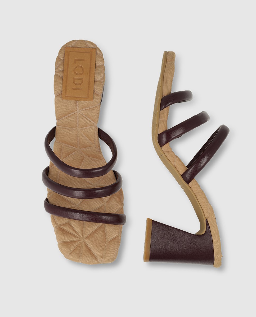 Sandalias de mujer en piel con tiras - Lodi - Burdeos Burdeos-4