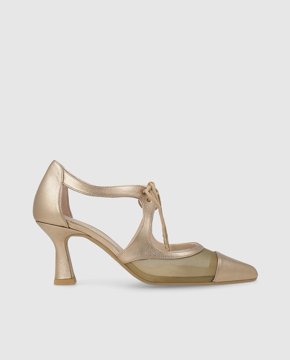 Zapatos de mujer en piel y rejilla - Lodi - Oro Oro-1