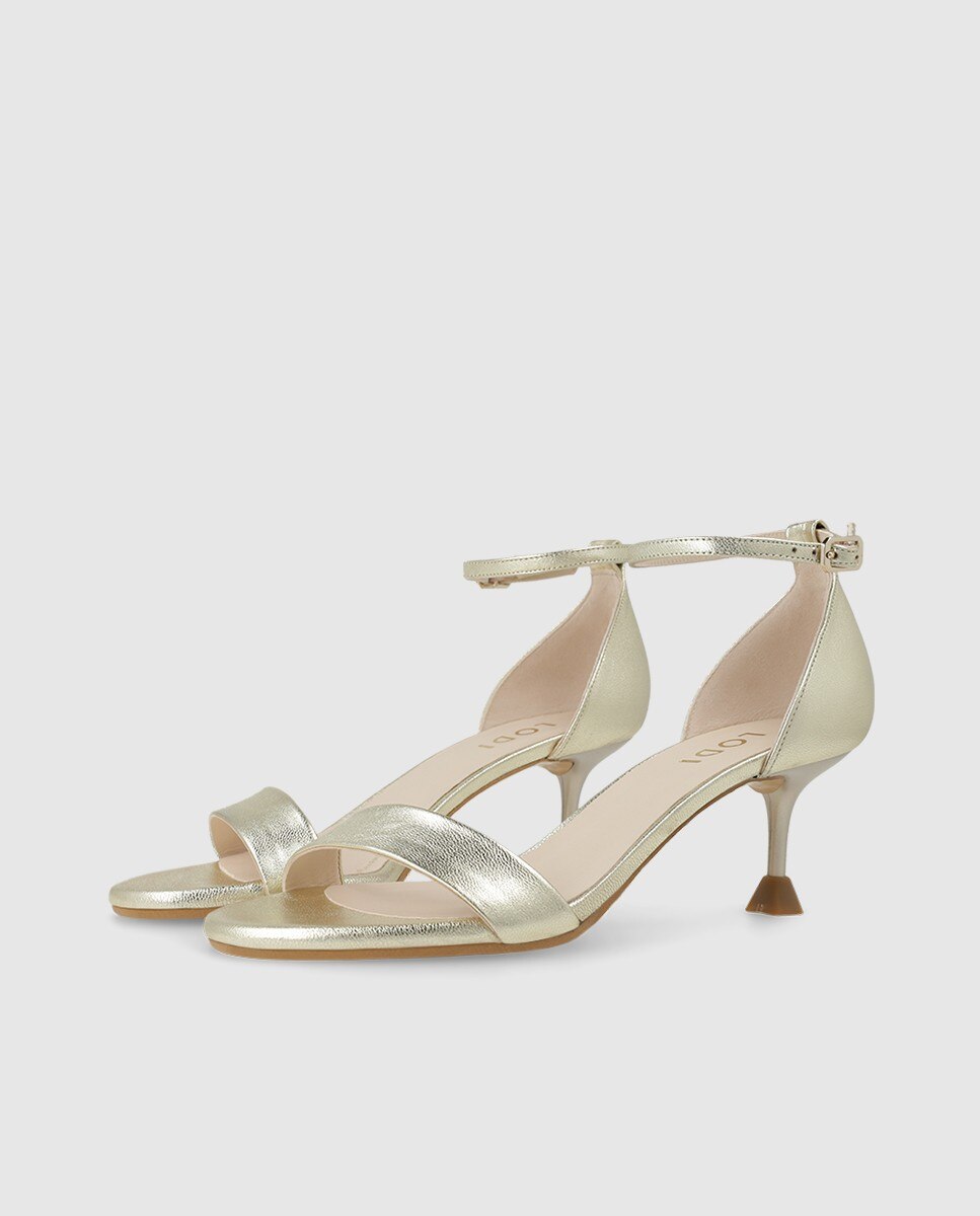Sandalias de mujer en piel con tacón - Lodi - Oro Oro-3
