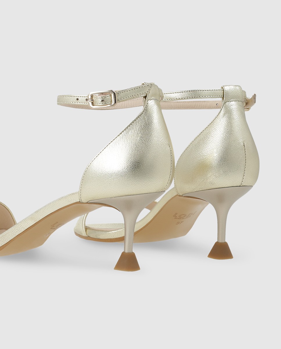 Sandalias de mujer en piel con tacón - Lodi - Oro Oro-2