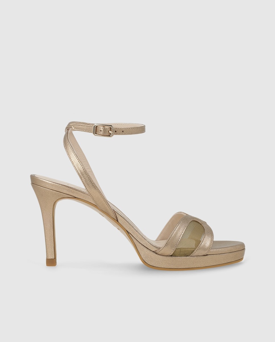 Sandalias de mujer en piel metalizada con tacón - Lodi - Oro Oro-1