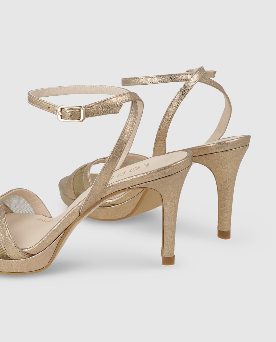 Sandalias de mujer en piel metalizada con tacón - Lodi - Oro Oro-2