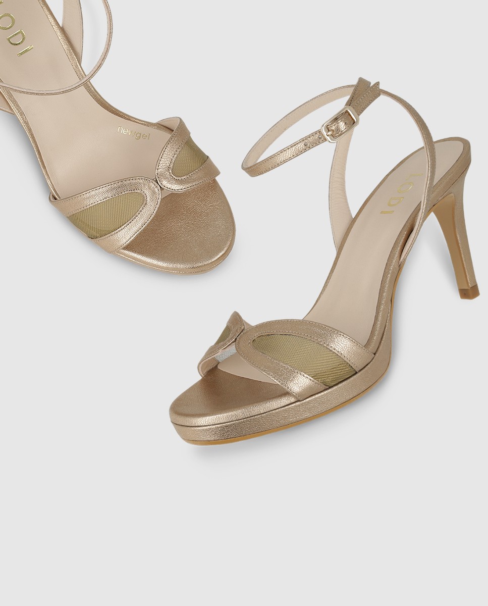 Sandalias de mujer en piel metalizada con tacón - Lodi - Oro Oro-4