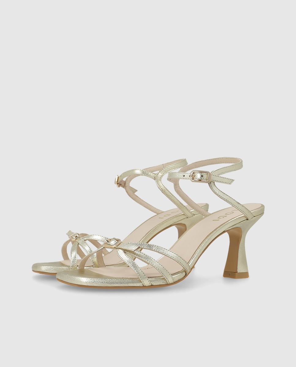 Sandalias de mujer en piel metalizada con tacón - Lodi - Oro Oro-3