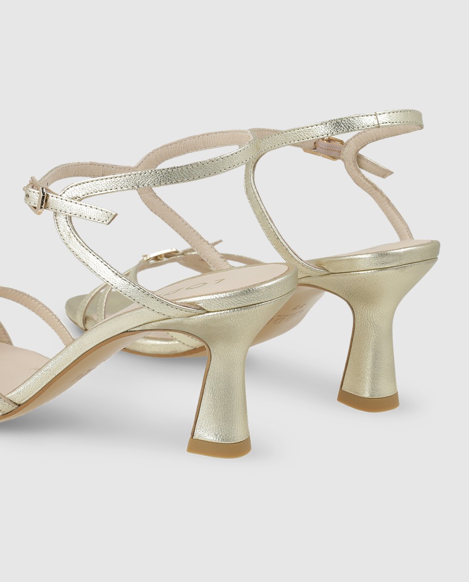 Sandalias de mujer en piel metalizada con tacón - Lodi - Oro Oro-2