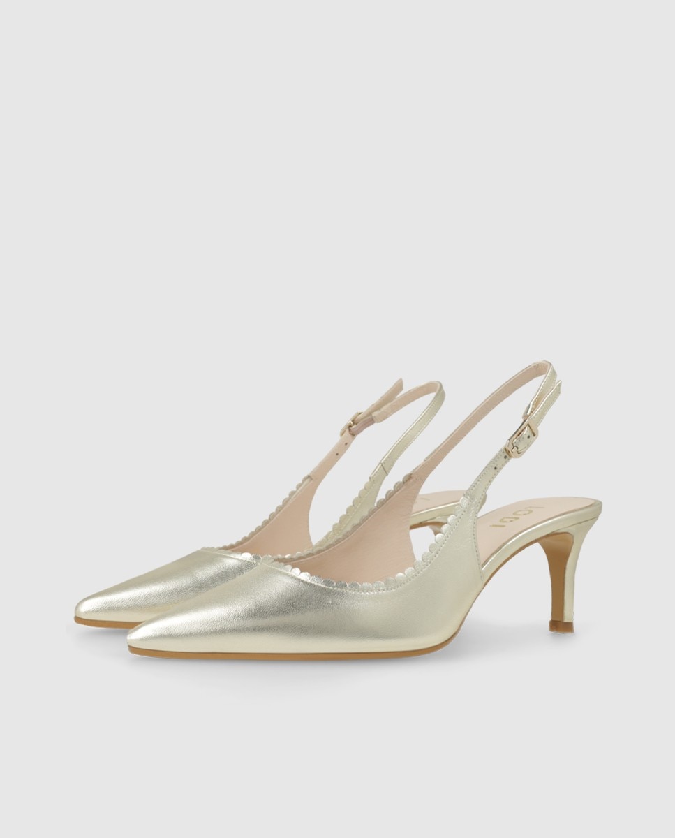 Zapatos de salón destalonados de mujer en piel metalizada - Lodi - Oro Oro-3