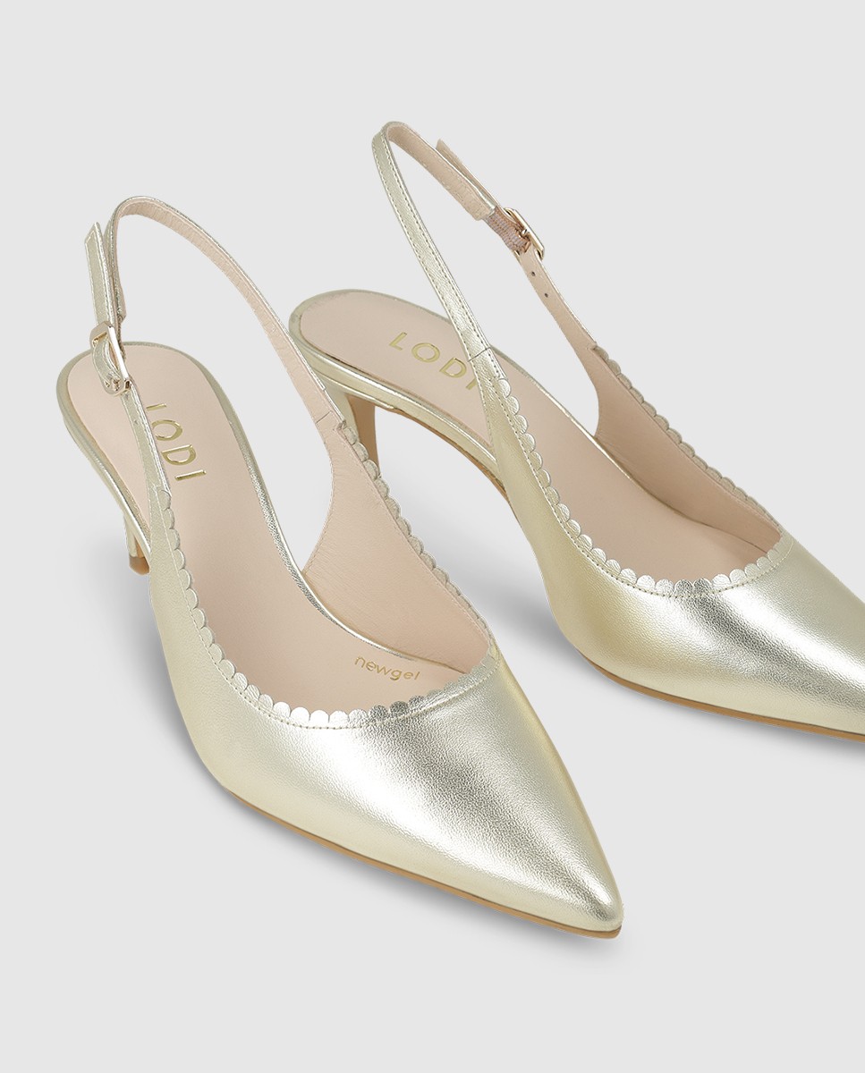 Zapatos de salón destalonados de mujer en piel metalizada - Lodi - Oro Oro-4