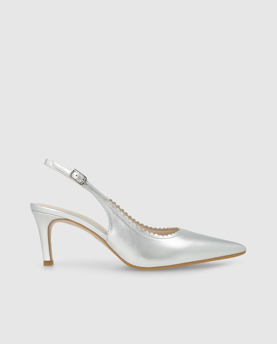 Zapatos de salón destalonados de mujer en piel metalizada - Lodi - Plata Plata-1