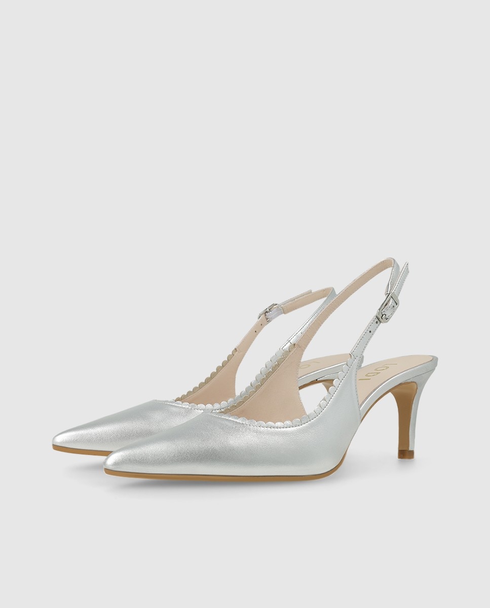 Zapatos de salón destalonados de mujer en piel metalizada - Lodi - Plata Plata-3
