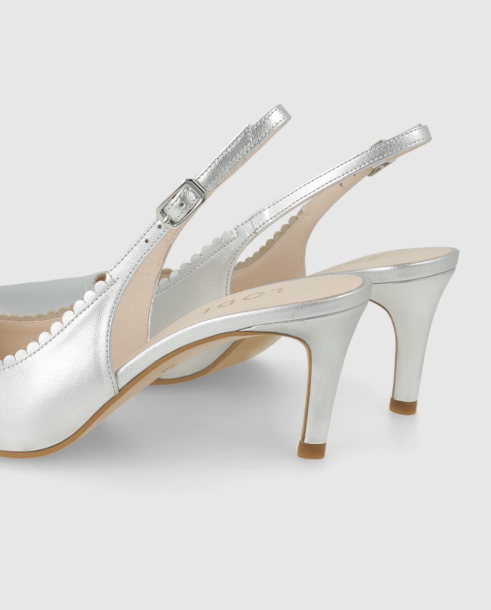 Zapatos de salón destalonados de mujer en piel metalizada - Lodi - Plata Plata-2
