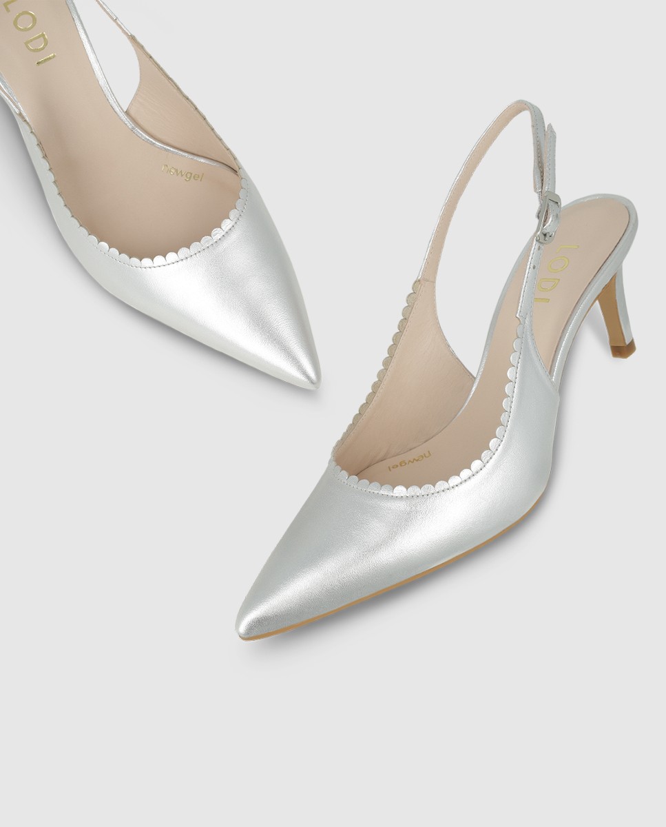 Zapatos de salón destalonados de mujer en piel metalizada - Lodi - Plata Plata-4