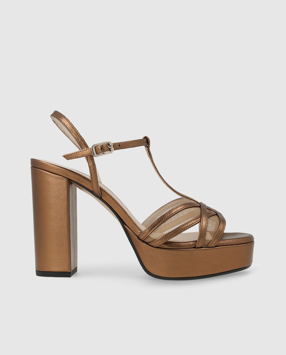 Sandalias de mujer con plataforma de piel metalizada - Lodi - Oro Oro-1