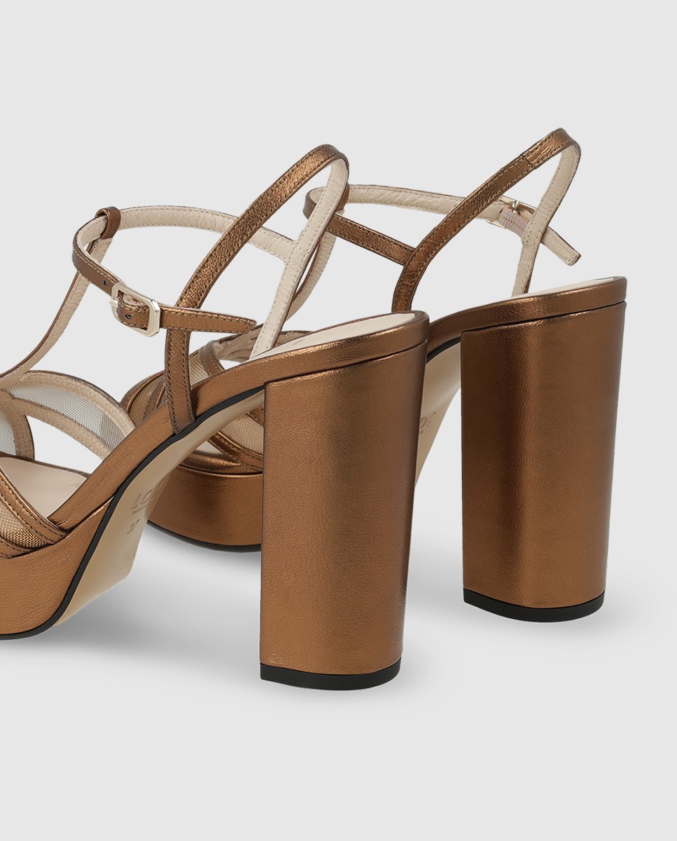 Sandalias de mujer con plataforma de piel metalizada - Lodi - Oro Oro-2