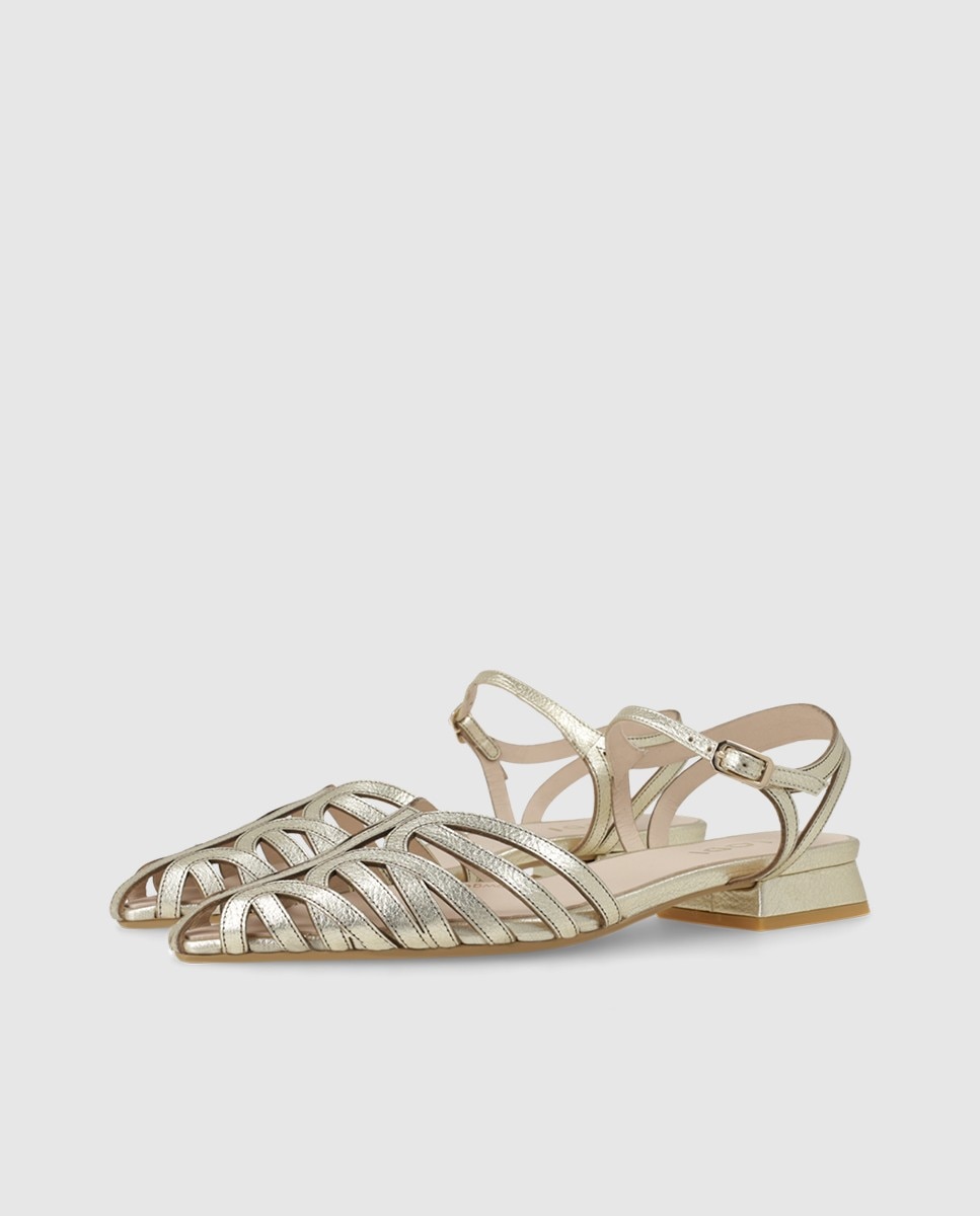 Sandalias de mujer en piel tipo cangrejera - Lodi - Oro Oro-3