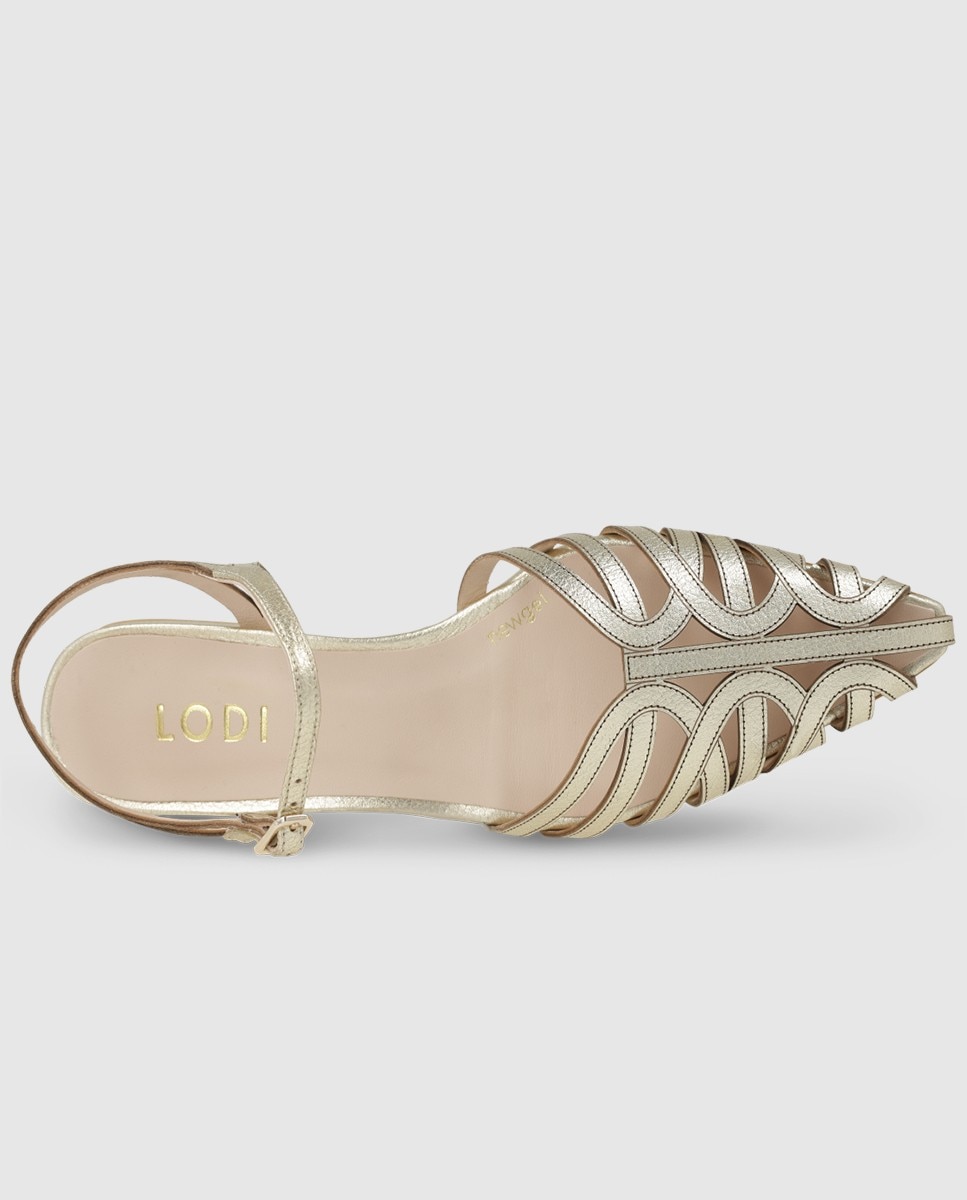 Sandalias de mujer en piel tipo cangrejera - Lodi - Oro Oro-4