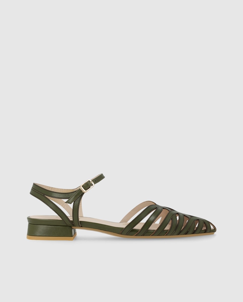 Sandalias de mujer en piel tipo cangrejera - Lodi - Verde Verde-1