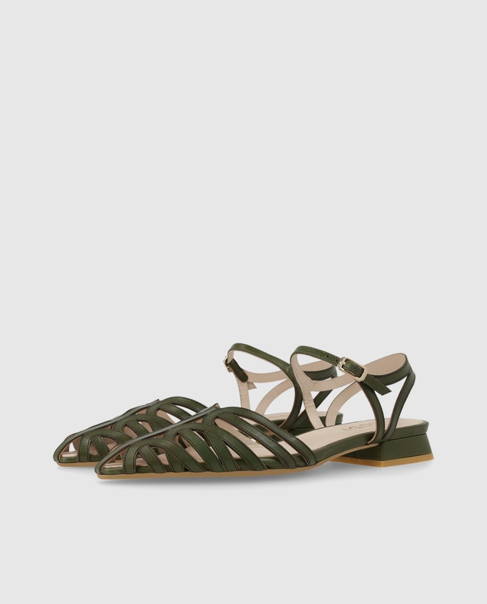Sandalias de mujer en piel tipo cangrejera - Lodi - Verde Verde-3