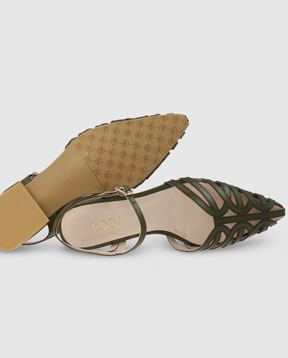 Sandalias de mujer en piel tipo cangrejera - Lodi - Verde Verde-4
