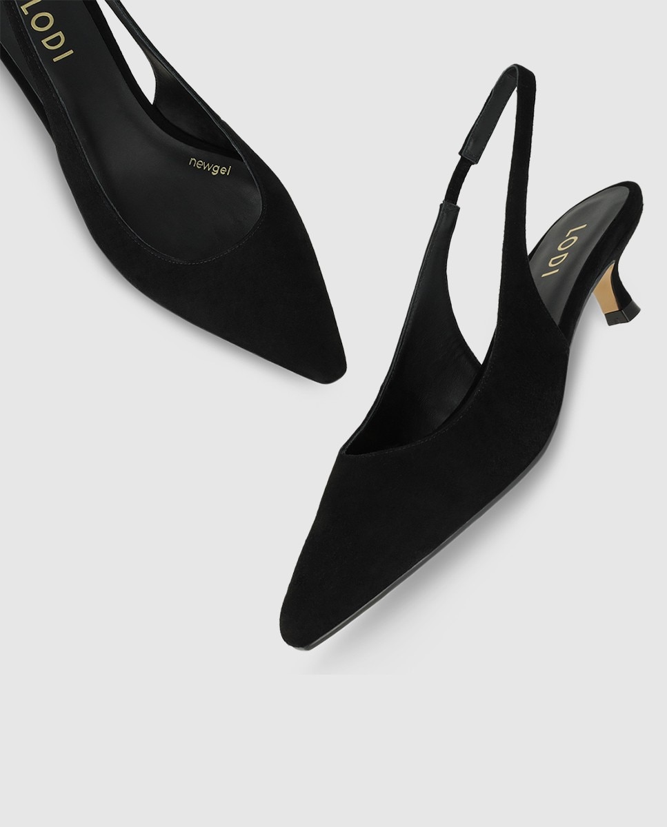 Zapatos de salón destalonados de mujer en ante - Lodi - Negro Negro-4