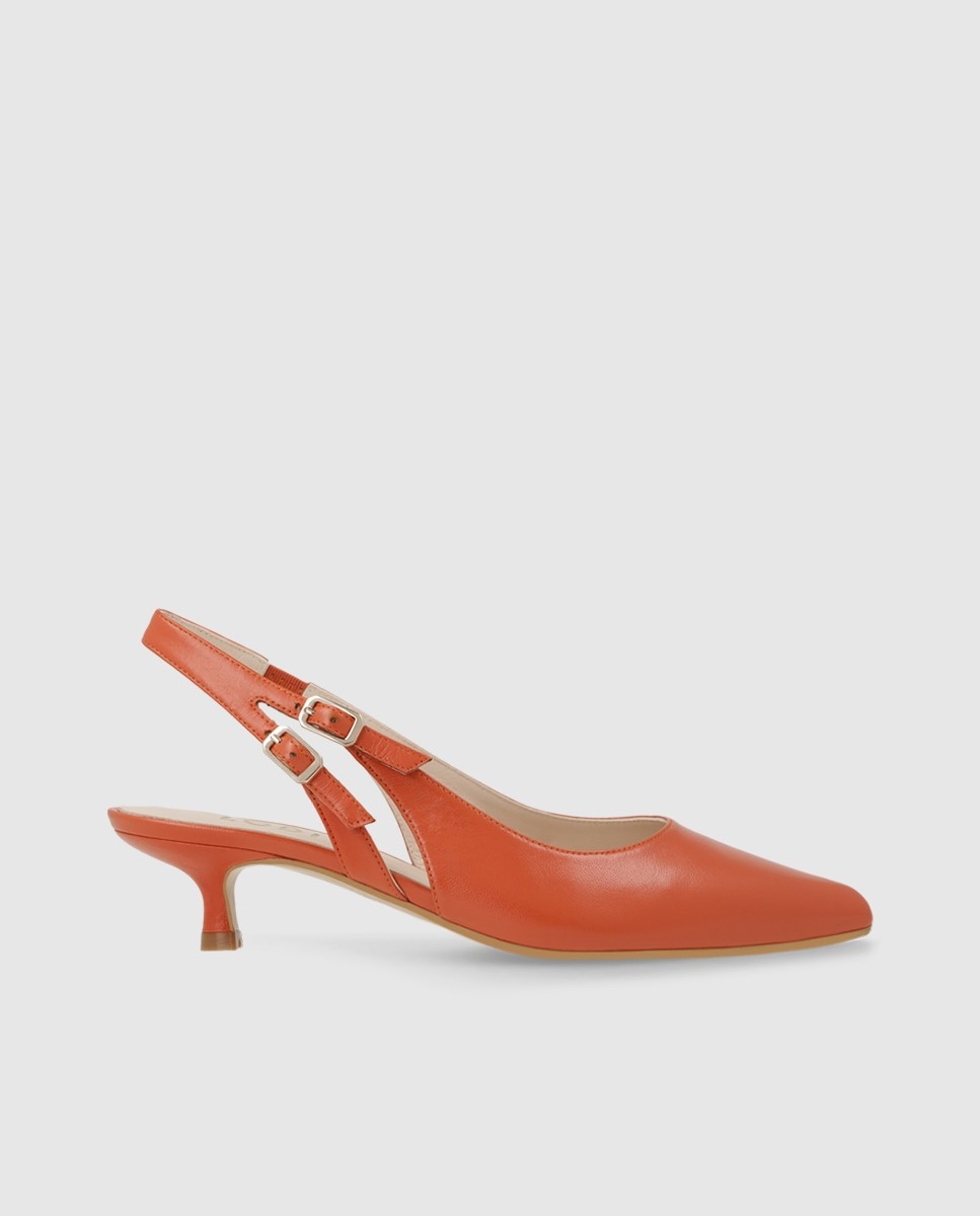 Zapatos de salón destalonados de mujer en piel - Lodi - Naranja Naranja-1
