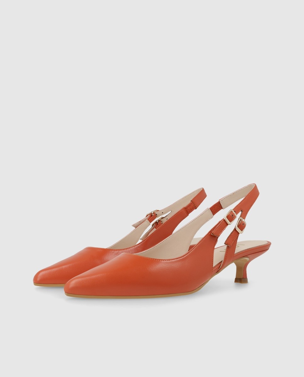 Zapatos de salón destalonados de mujer en piel - Lodi - Naranja Naranja-3