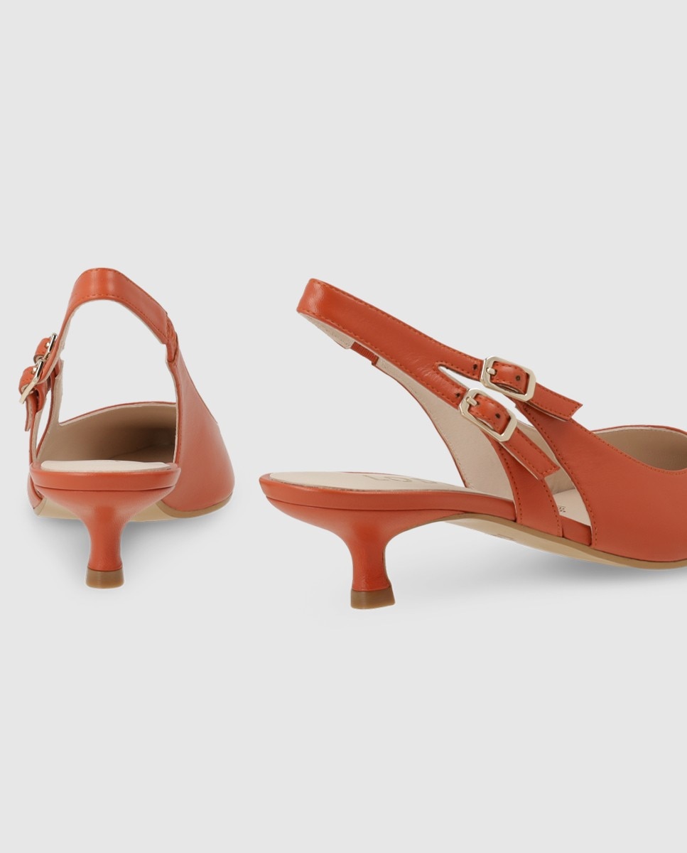 Zapatos de salón destalonados de mujer en piel - Lodi - Naranja Naranja-2