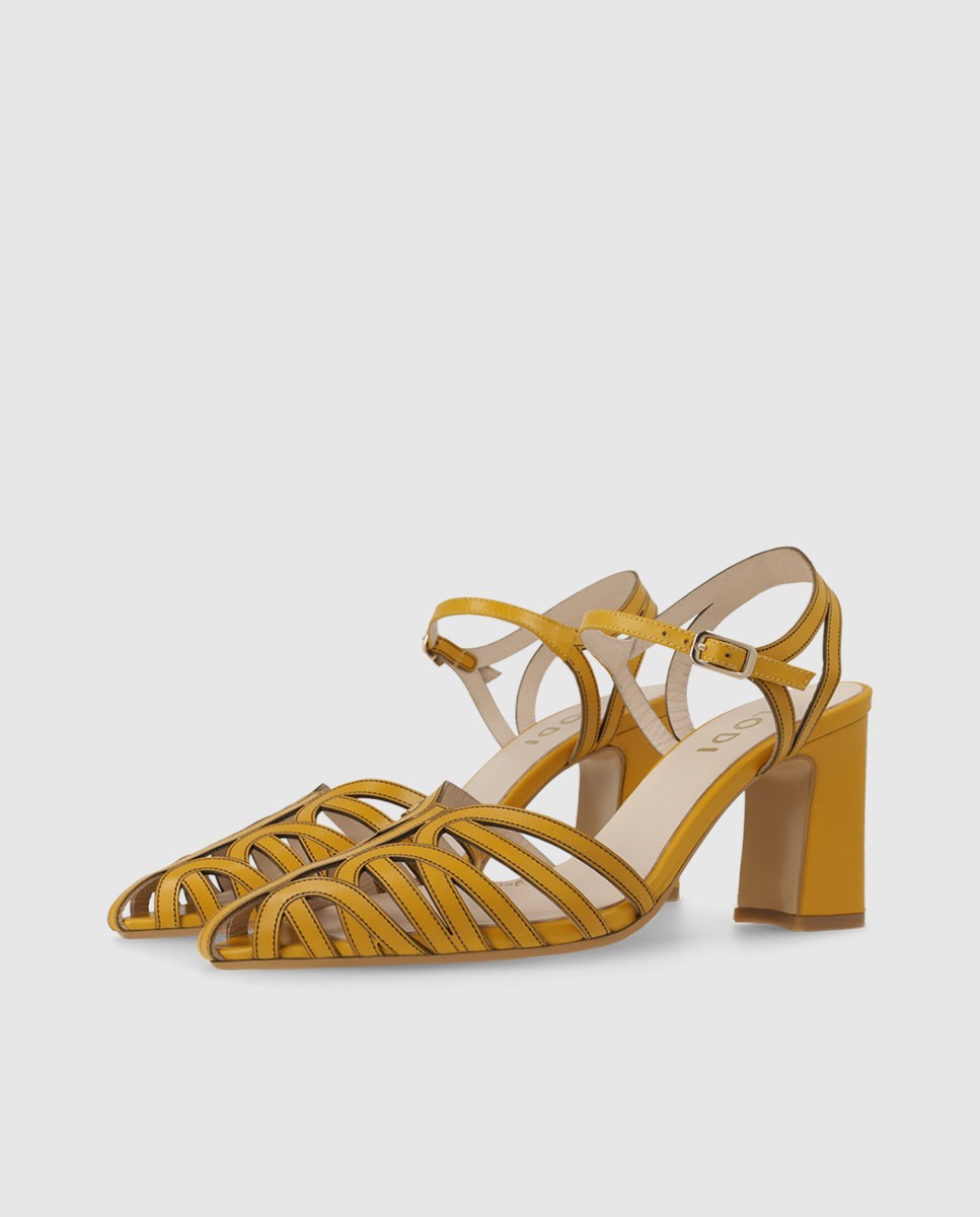 Sandalias de mujer en piel tipo cangrejera - Lodi - Amarillo Amarillo-3
