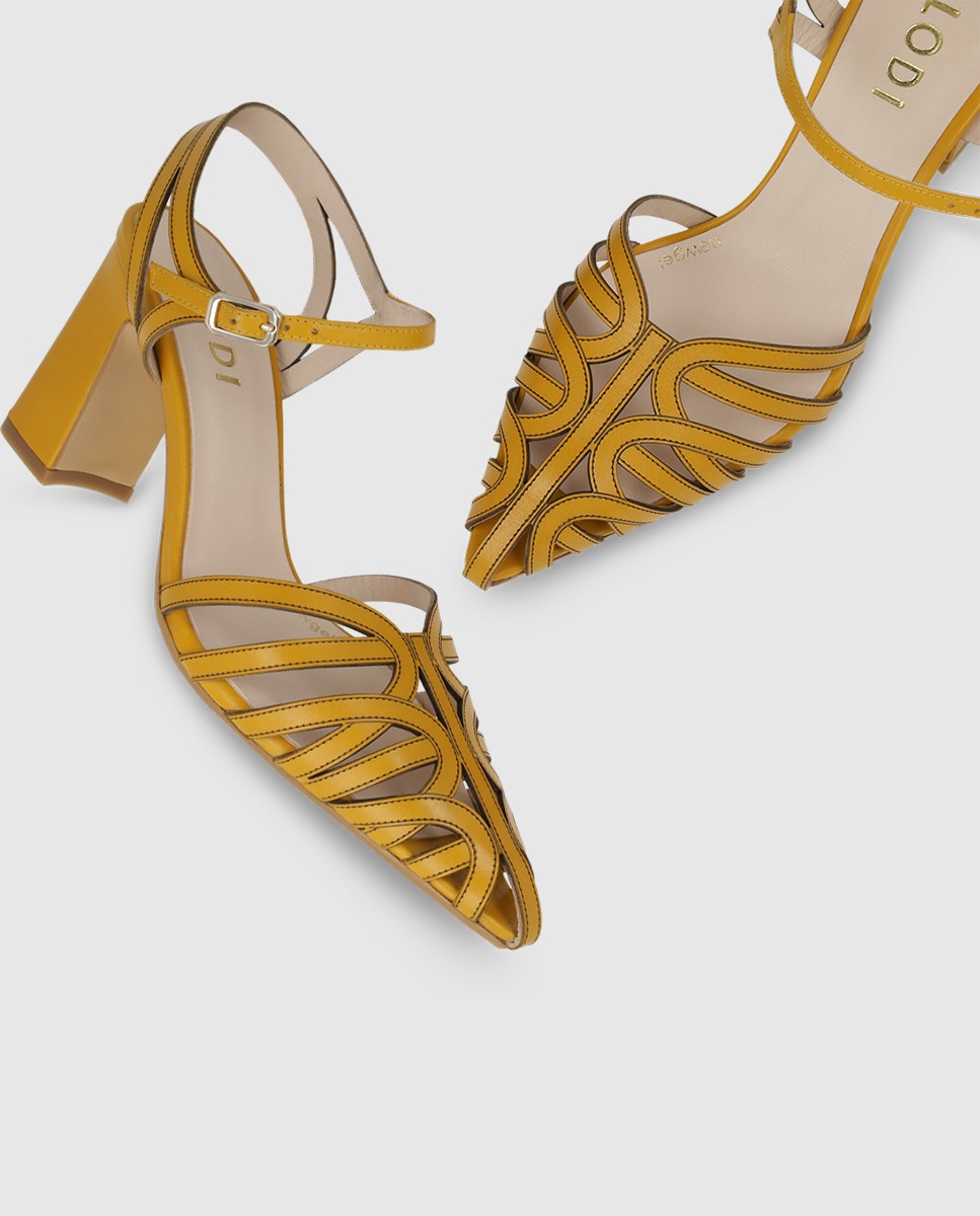 Sandalias de mujer en piel tipo cangrejera - Lodi - Amarillo Amarillo-4
