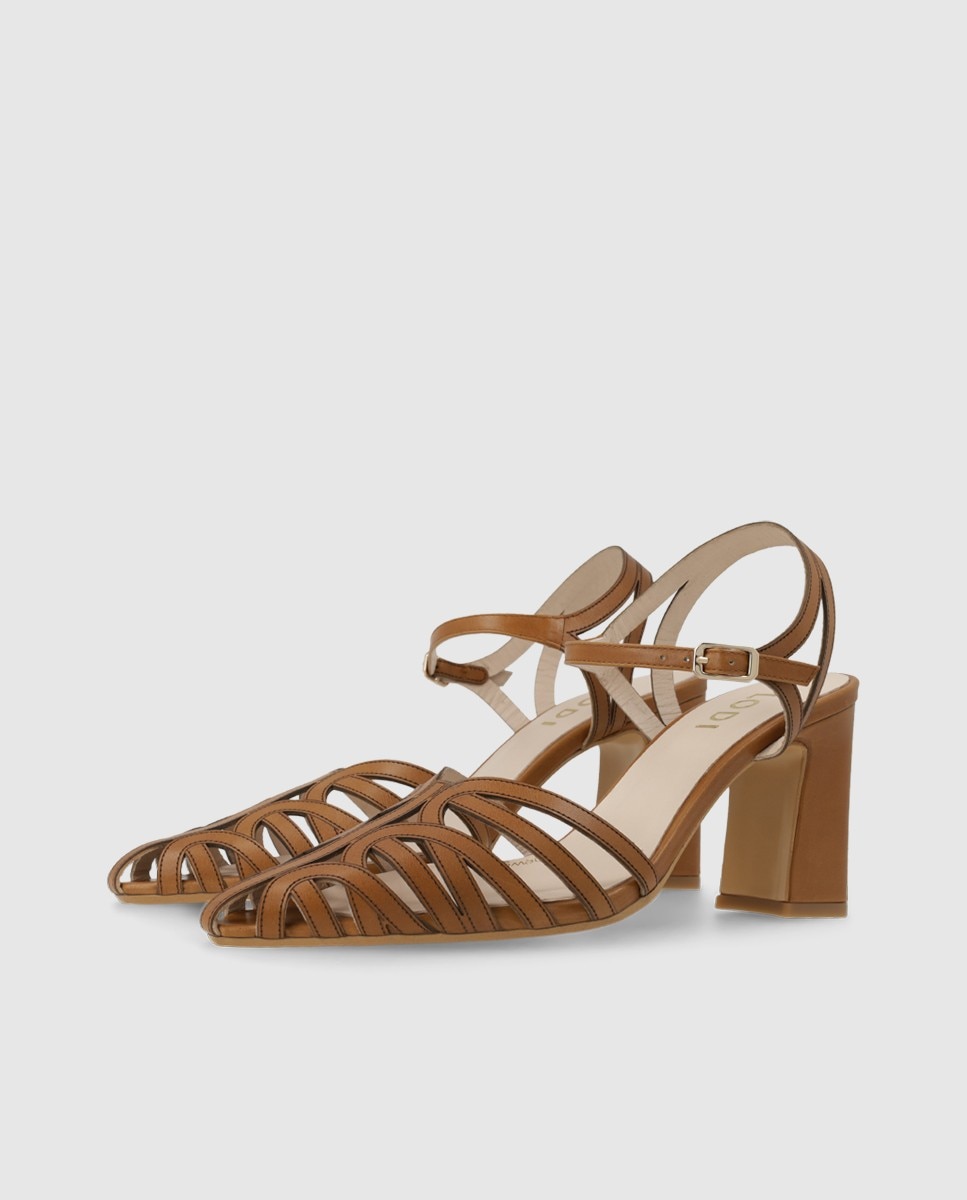 Sandalias de mujer en piel tipo cangrejera - Lodi - Marrón Marrón-3