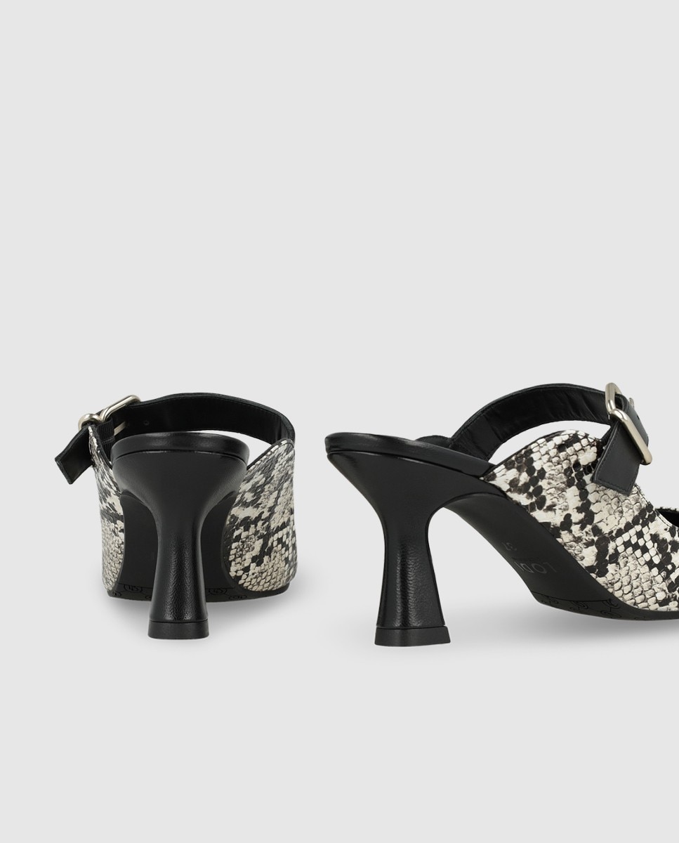 Imagen 2 de Mules de mujer con tacón en piel efecto animal print - Lodi - Gris Gris