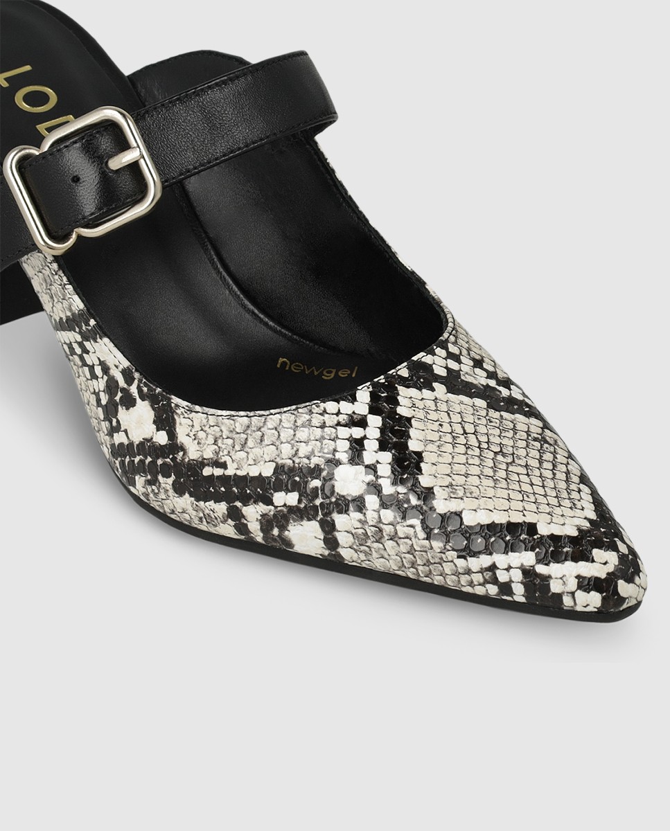Imagen 4 de Mules de mujer con tacón en piel efecto animal print - Lodi - Gris Gris