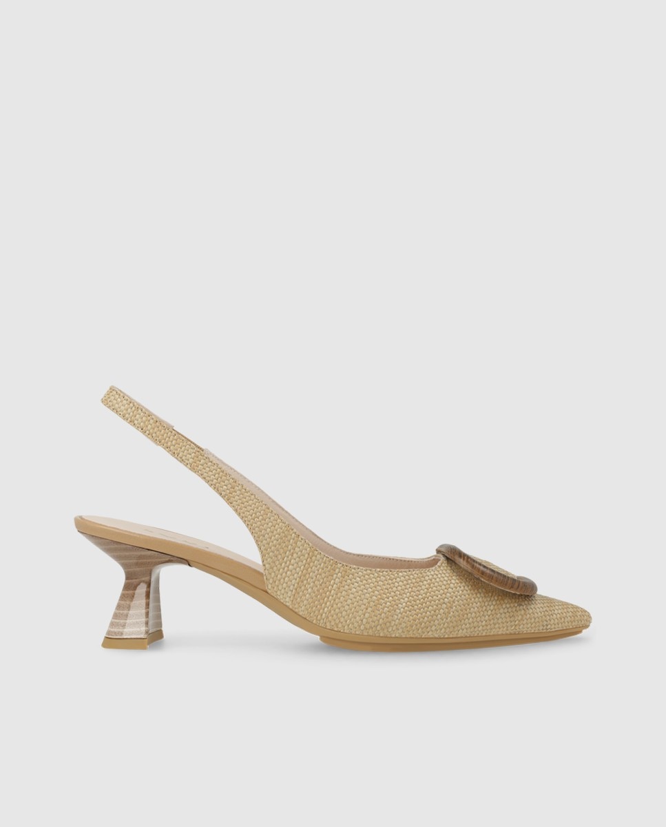 Lodi - Zapatos de salón destalonados de mujer en textura efecto rafia.