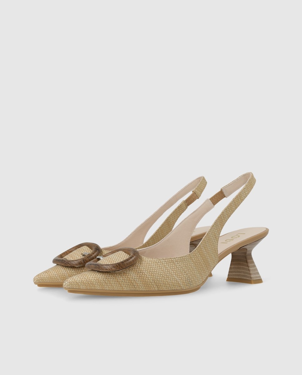 Zapatos de salón destalonados de mujer en textura efecto rafia - Lodi - Beige Beige-3