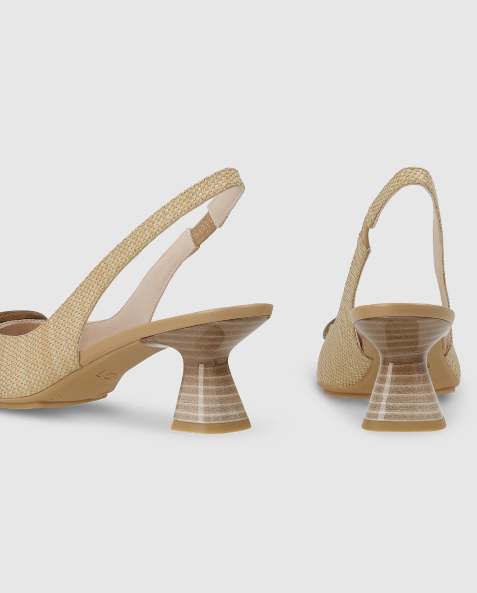 Zapatos de salón destalonados de mujer en textura efecto rafia - Lodi - Beige Beige-2