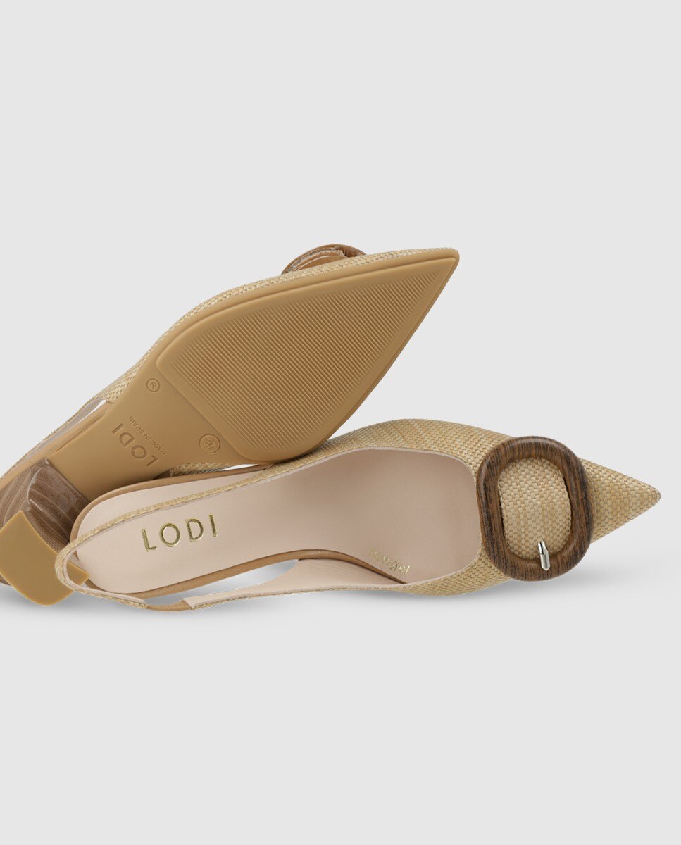 Zapatos de salón destalonados de mujer en textura efecto rafia - Lodi - Beige Beige-4