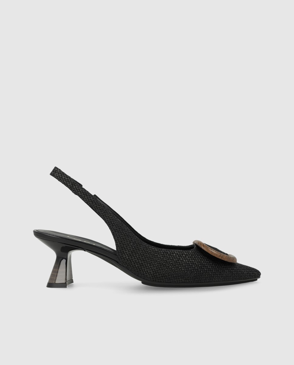 Zapatos de salón destalonados de mujer en textura efecto rafia - Lodi - Negro Negro-1