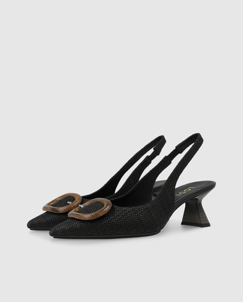 Zapatos de salón destalonados de mujer en textura efecto rafia - Lodi - Negro Negro-3
