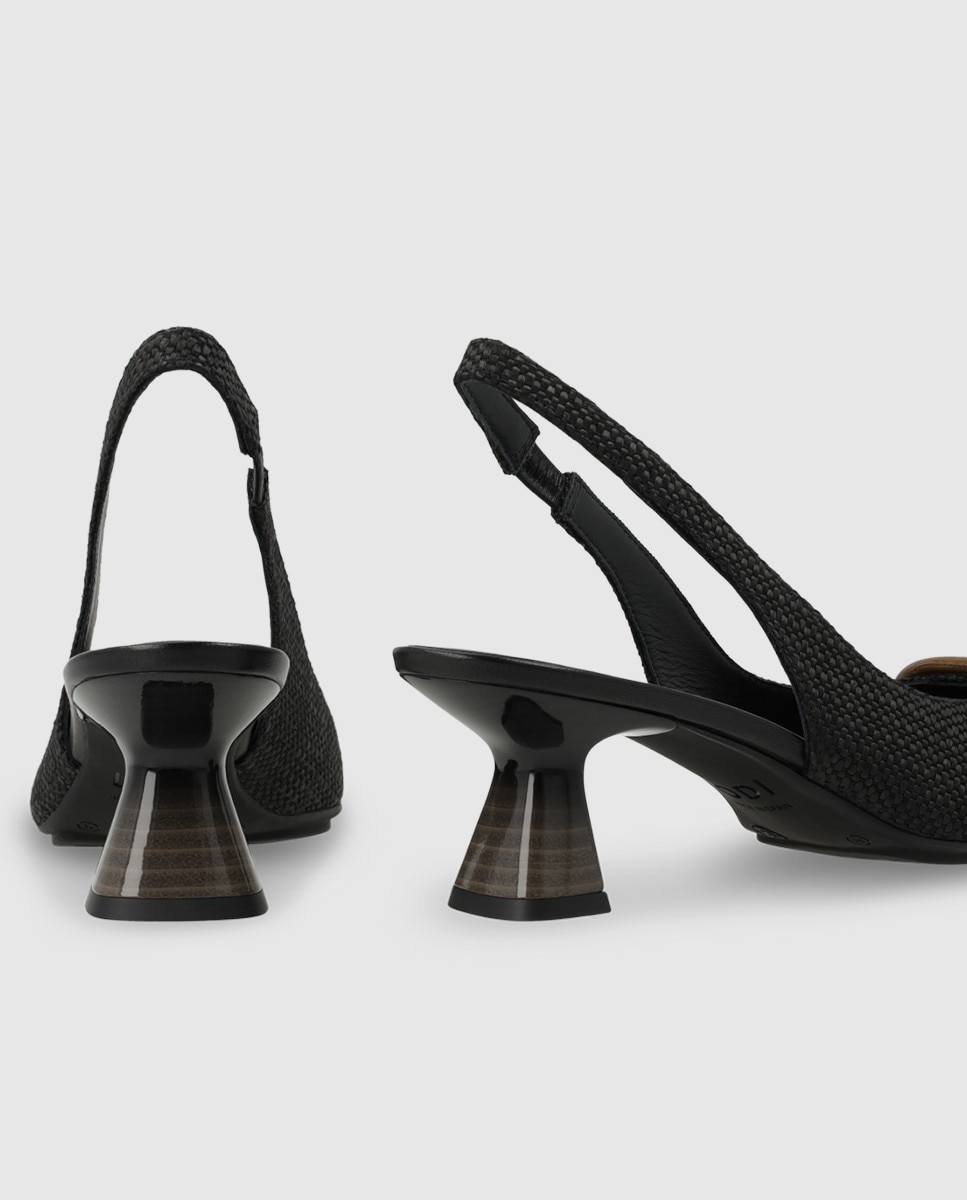 Zapatos de salón destalonados de mujer en textura efecto rafia - Lodi - Negro Negro-2