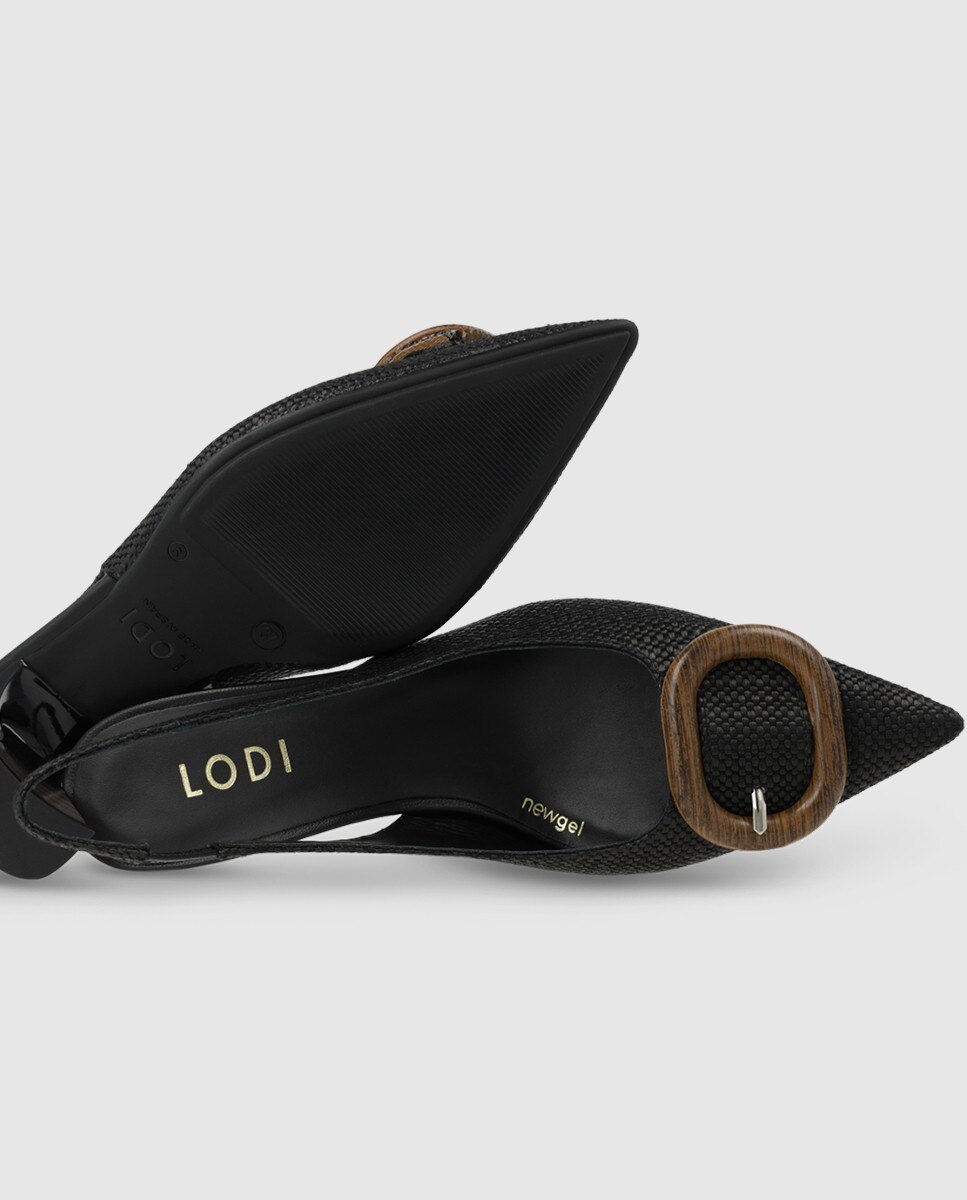 Zapatos de salón destalonados de mujer en textura efecto rafia - Lodi - Negro Negro-4