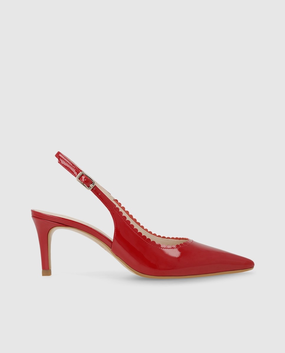 Lodi - Zapatos de salón destalonados de mujer en charol con festón.