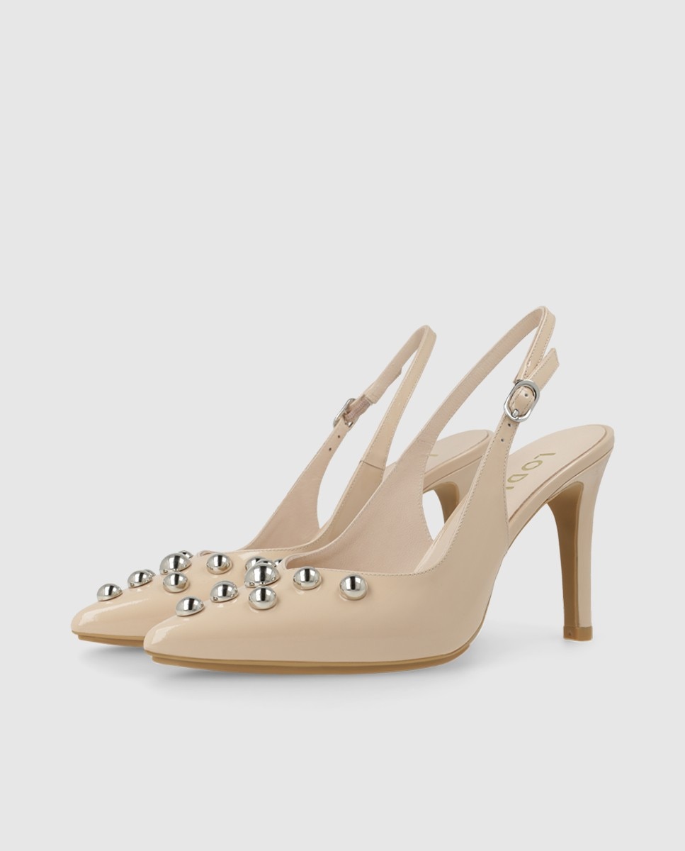 Zapatos de salón destalonados de mujer en charol con tachas - Lodi - Beige Beige-3