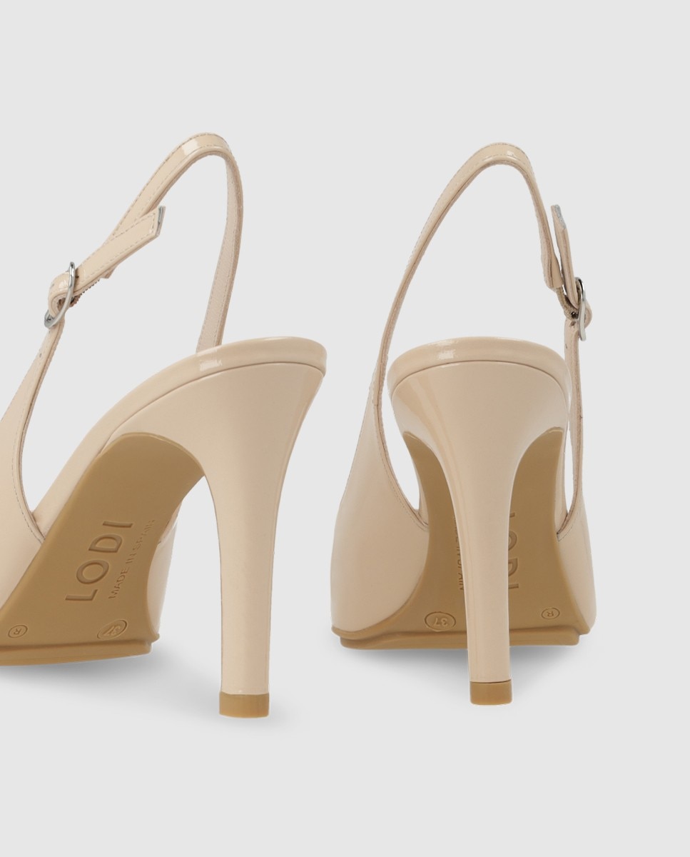 Zapatos de salón destalonados de mujer en charol con tachas - Lodi - Beige Beige-2