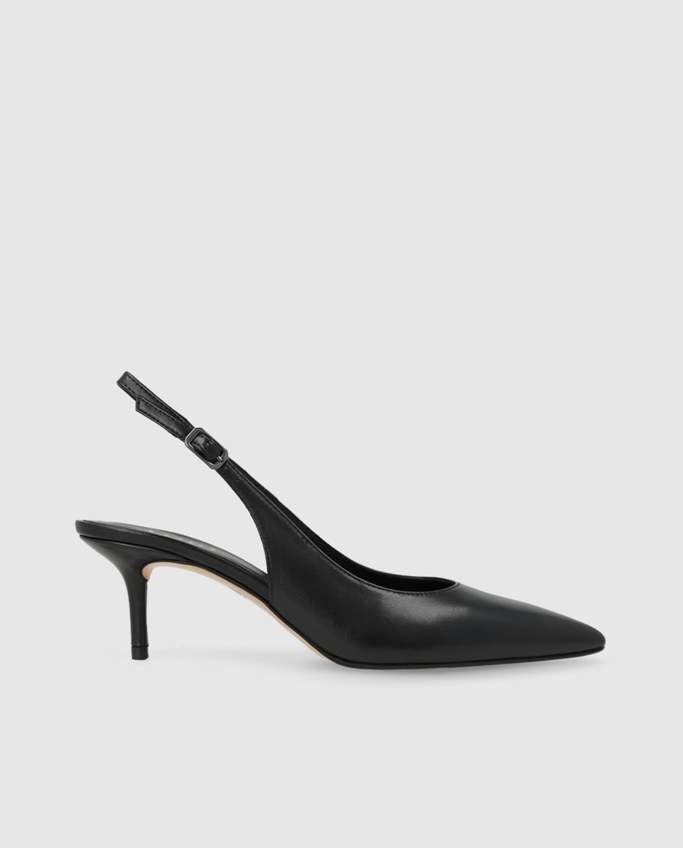 Zapatos de salón destalonados de mujer en piel con tacón - Lodi - Negro Negro-1