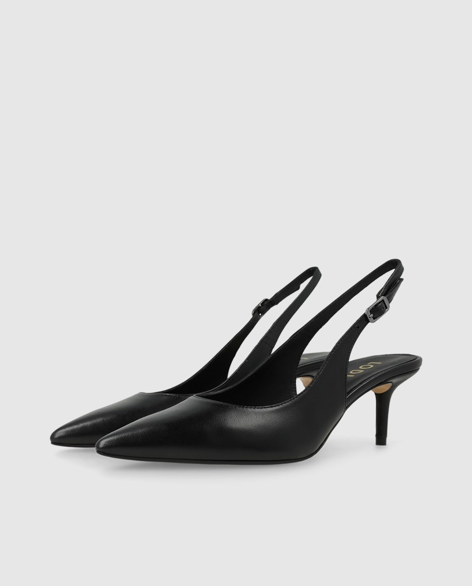 Zapatos de salón destalonados de mujer en piel con tacón - Lodi - Negro Negro-3