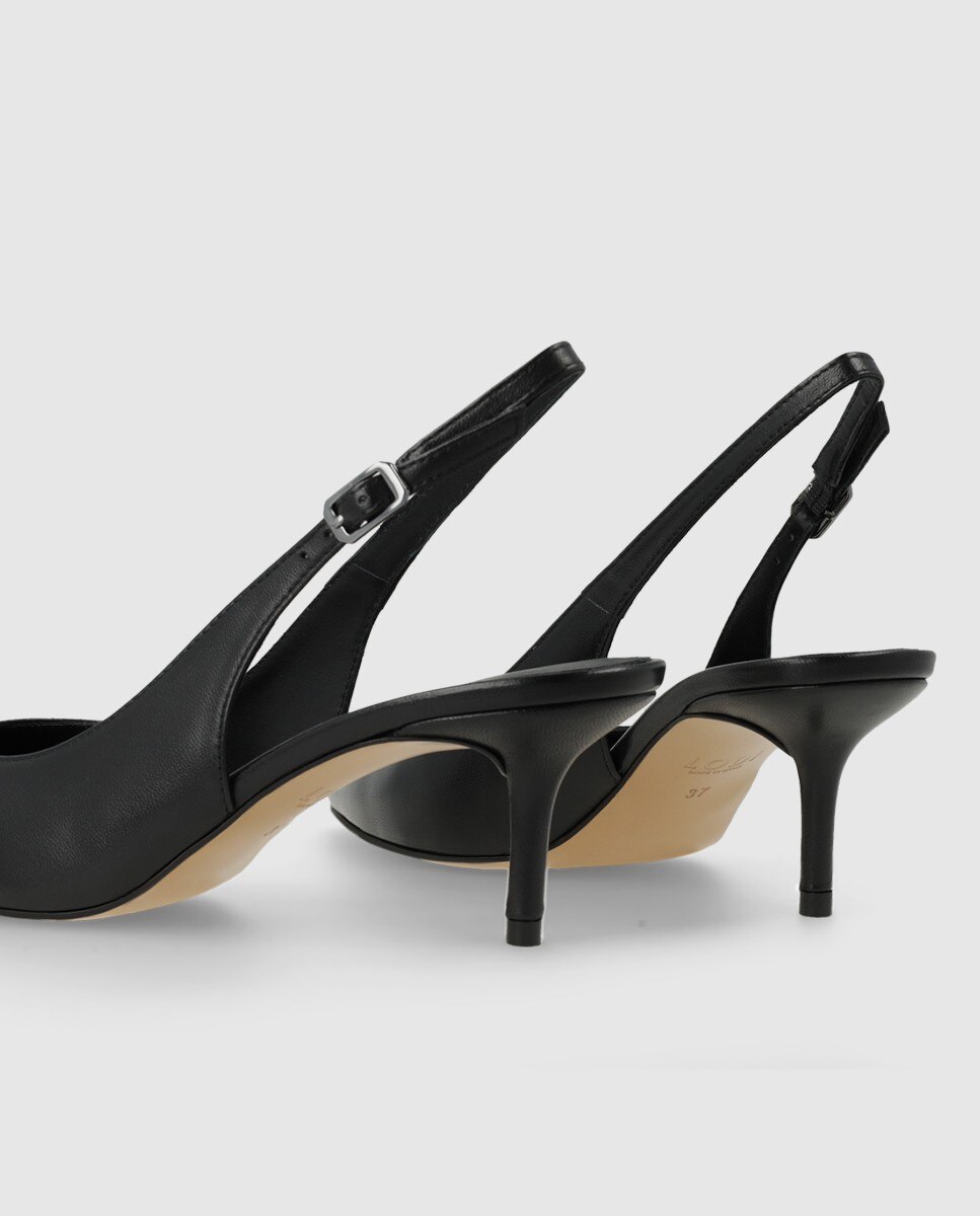 Zapatos de salón destalonados de mujer en piel con tacón - Lodi - Negro Negro-2